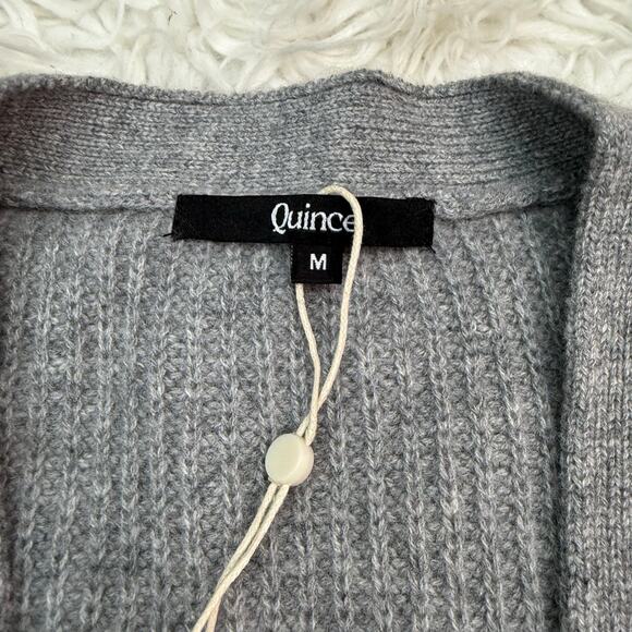 Quince Mongolian Cashmere Fisherman Boxy Cardigan Sweater Gray Size M Oversized - Picture 6 of 8